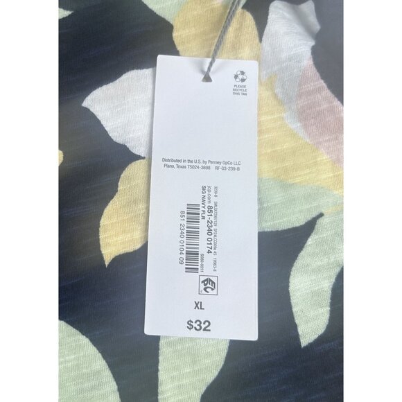 Liz Claiborne Blouse Women's Floral Print Short-Sleeve Top Black Size XL Tee NWT - Picture 6 of 8